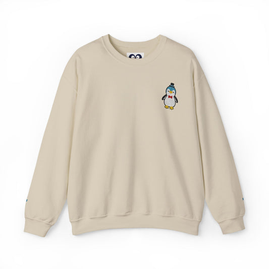 Embroidered Penguin Sweatshirt with Sleeve Lettering