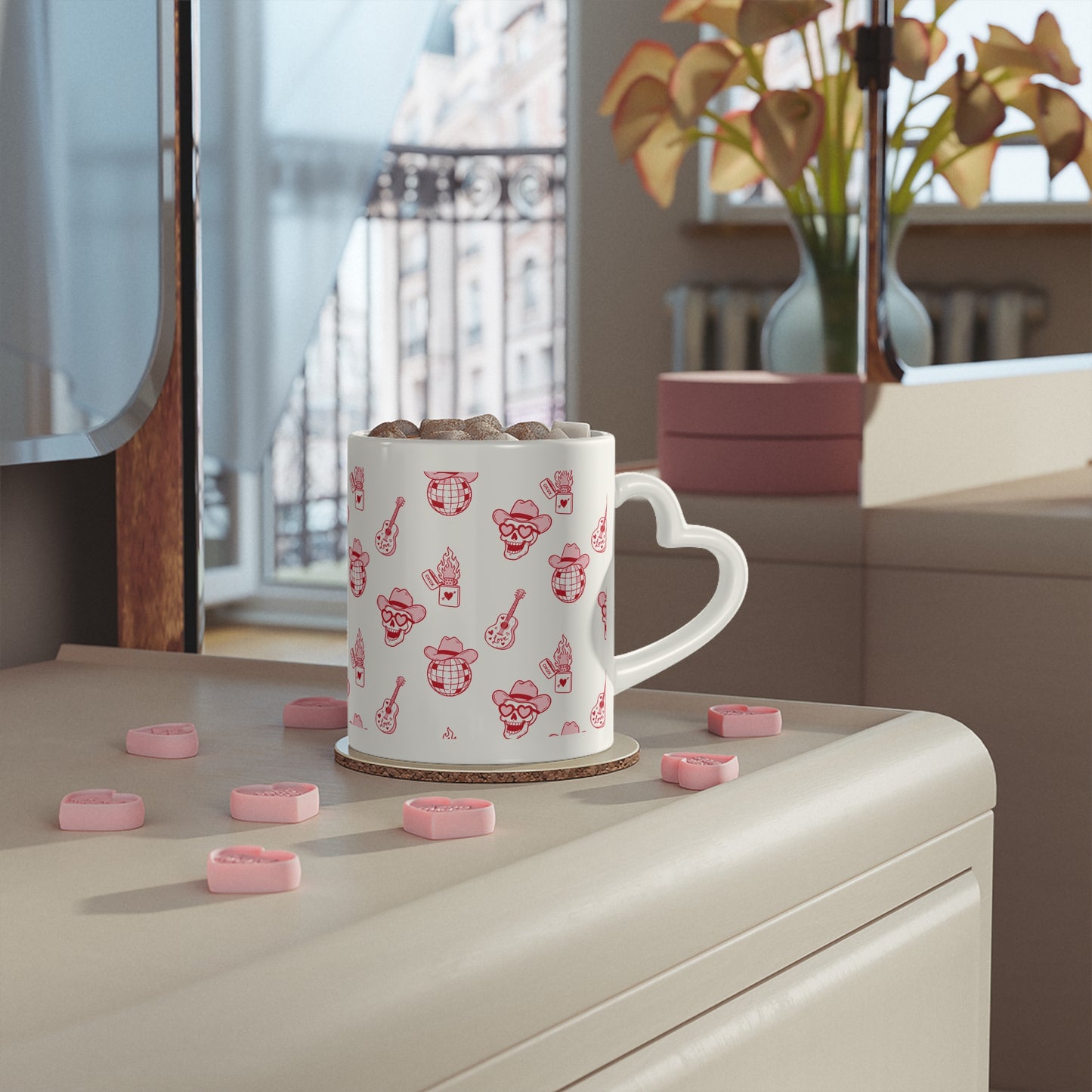 Retro Heart Pattern Mug