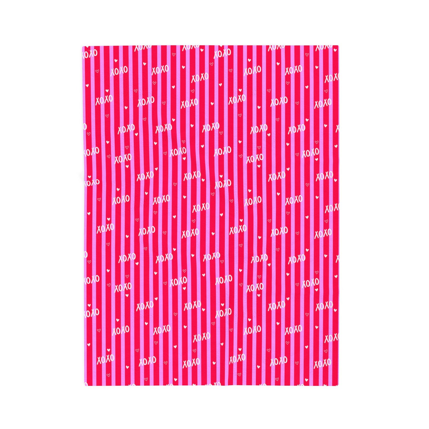 "XOXO" Pink Stripe Velveteen Throw — Valentine Edition