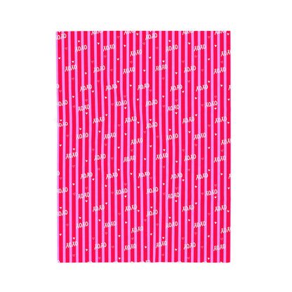 "XOXO" Pink Stripe Velveteen Throw — Valentine Edition