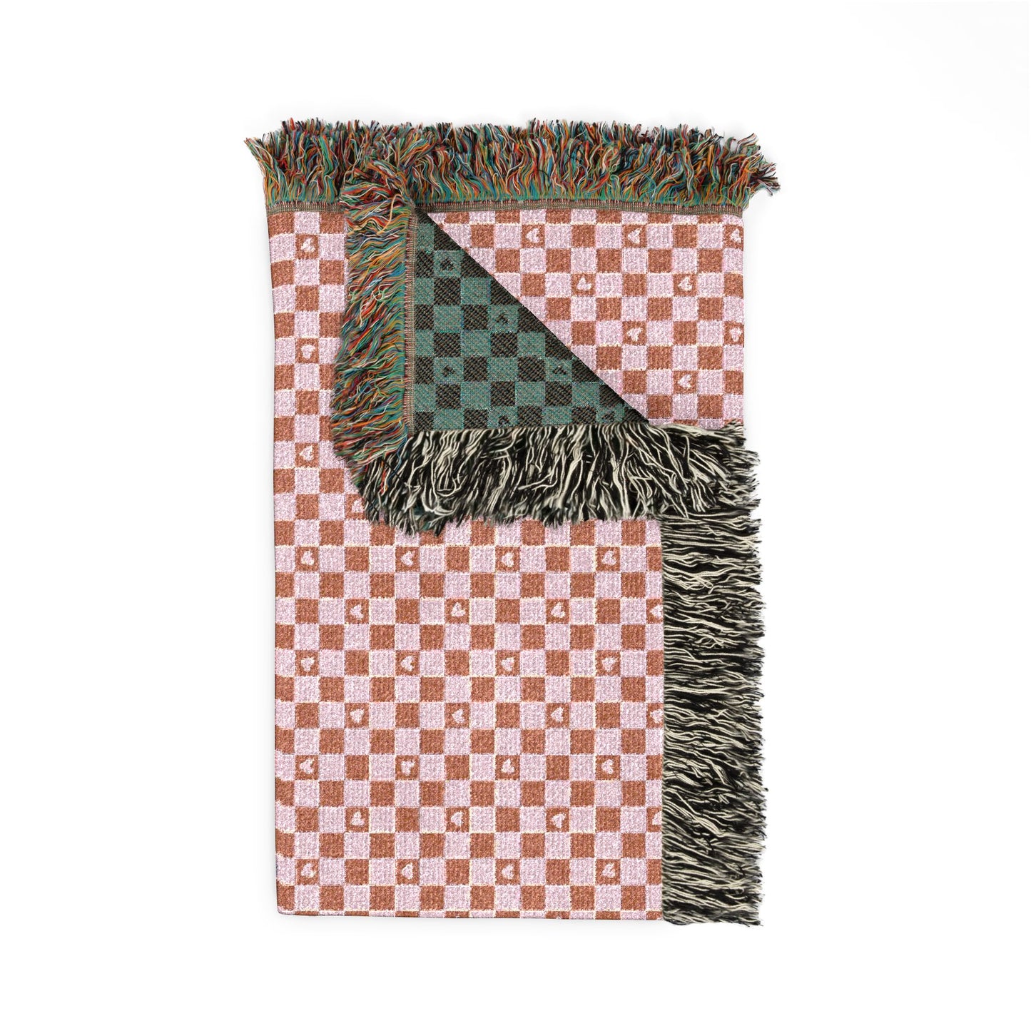 Woven Cotton Throw Chess Heart