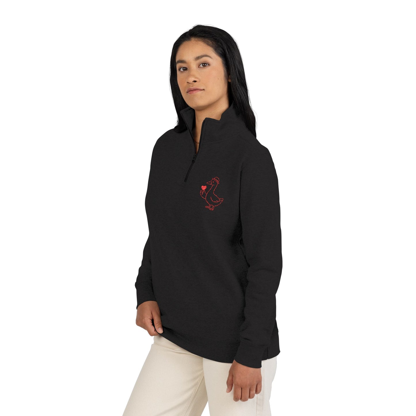 Duck Embroidered Half-Zip Pullover