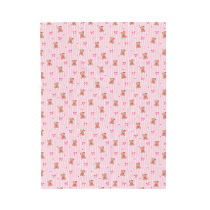 Plush Baby Blanket — Pink Teddy Bear Velveteen