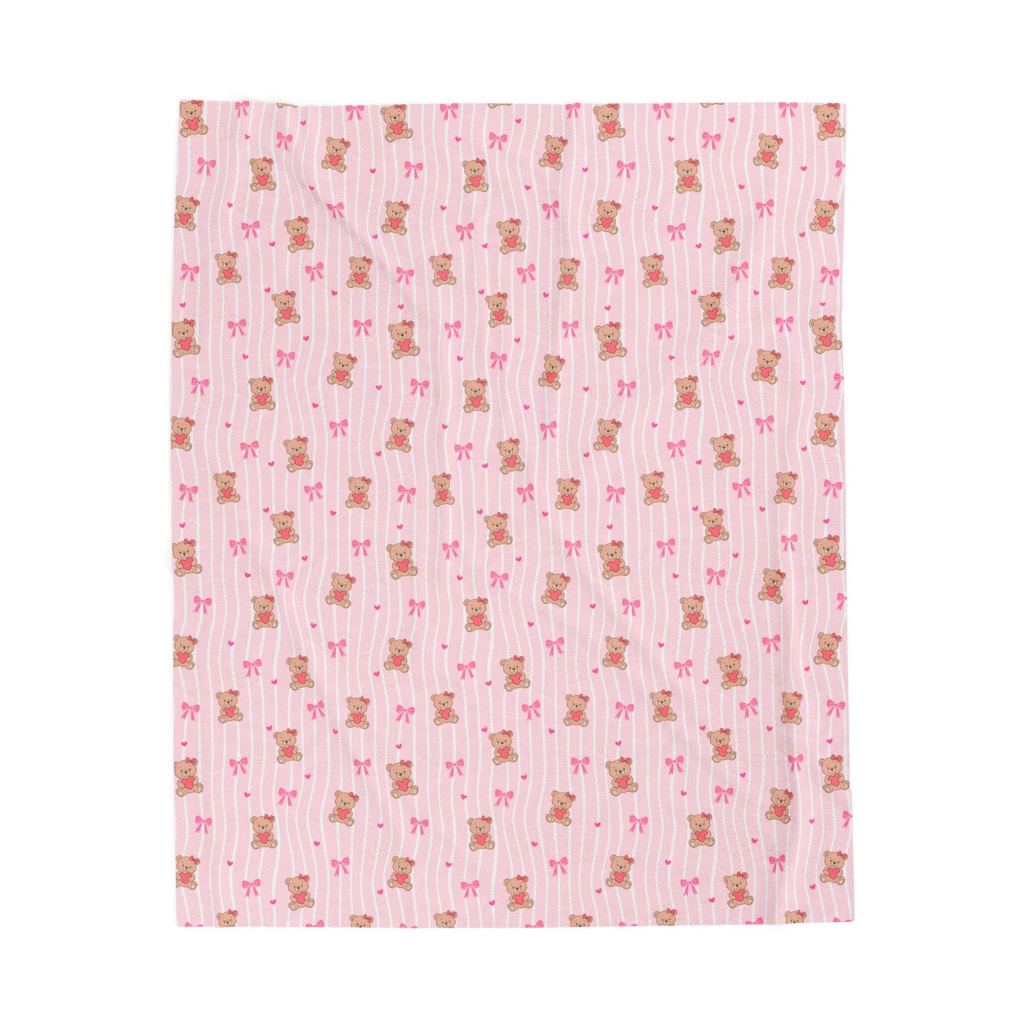 Plush Baby Blanket — Pink Teddy Bear Velveteen