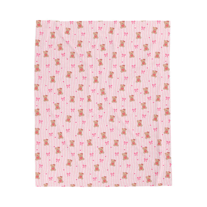Plush Baby Blanket — Pink Teddy Bear Velveteen