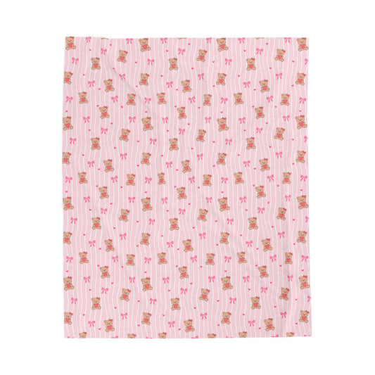 Plush Baby Blanket — Pink Teddy Bear Velveteen