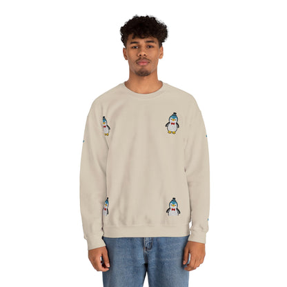Embroidered Penguin Sweatshirt with Sleeve Lettering