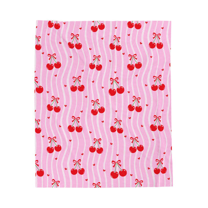 Velveteen Cherry Throw — Pink Retro