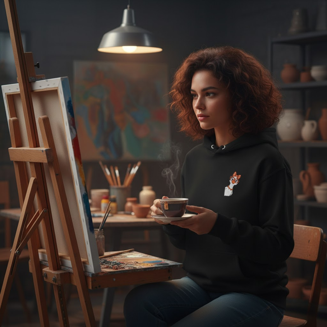 Cozy Hoodie Goose Illustration