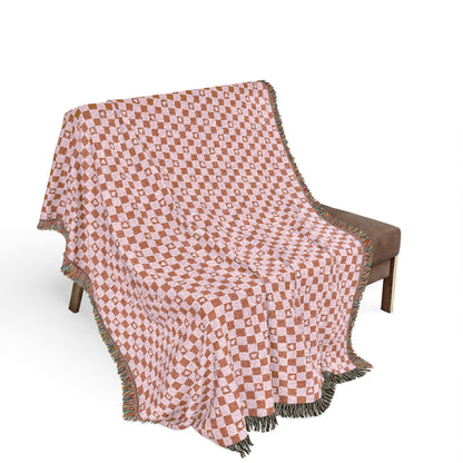 Woven Cotton Throw Chess Heart