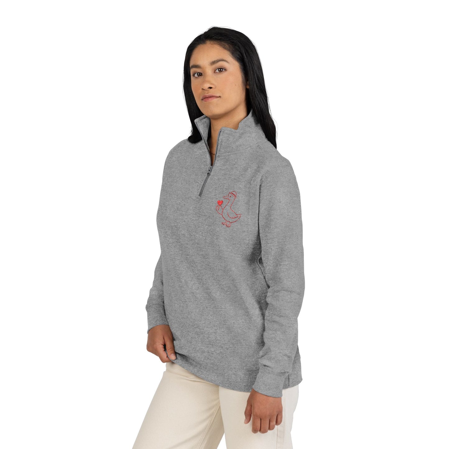 Duck Embroidered Half-Zip Pullover