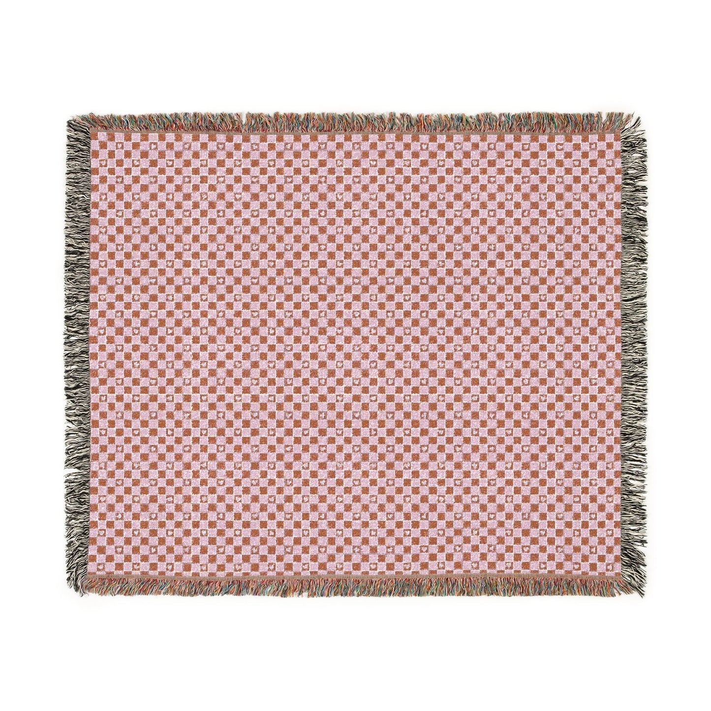 Woven Cotton Throw Chess Heart