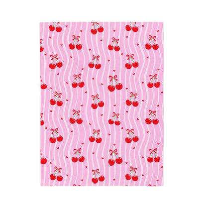 Velveteen Cherry Throw — Pink Retro