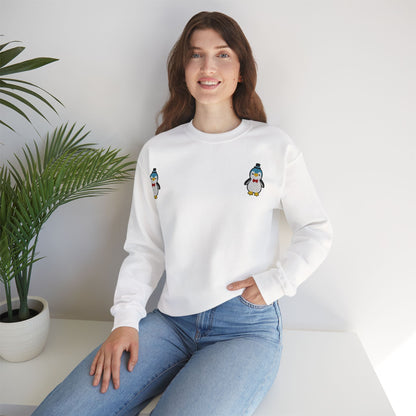 Embroidered Penguin Sweatshirt with Sleeve Lettering
