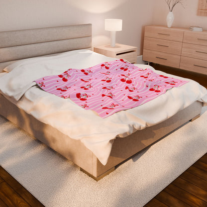 Velveteen Cherry Throw — Pink Retro