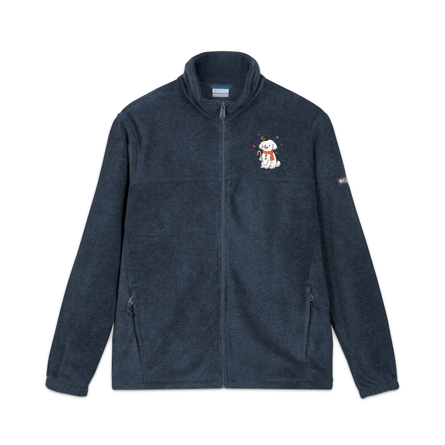 Holiday Fleece Jacket — Snowman Embroidery