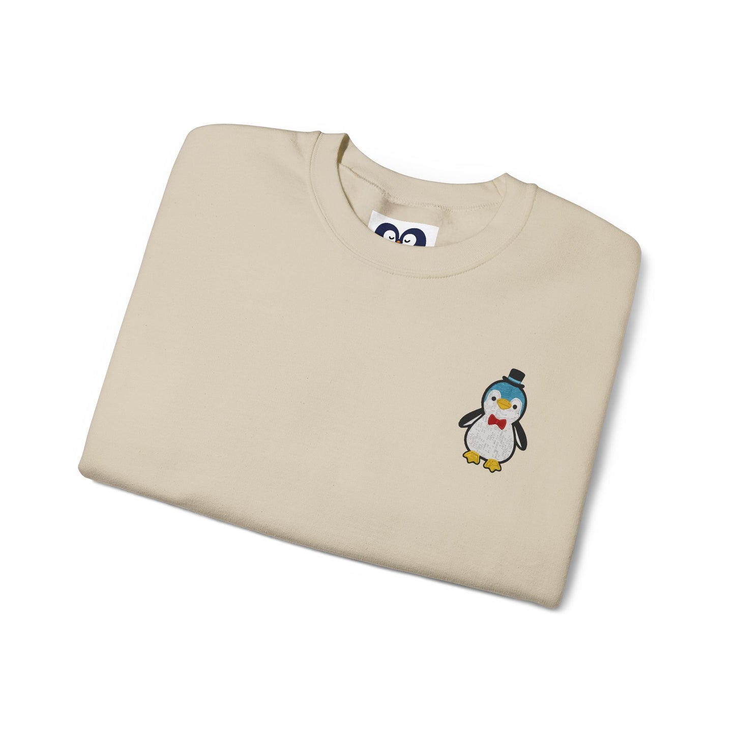 Embroidered Penguin Sweatshirt with Sleeve Lettering