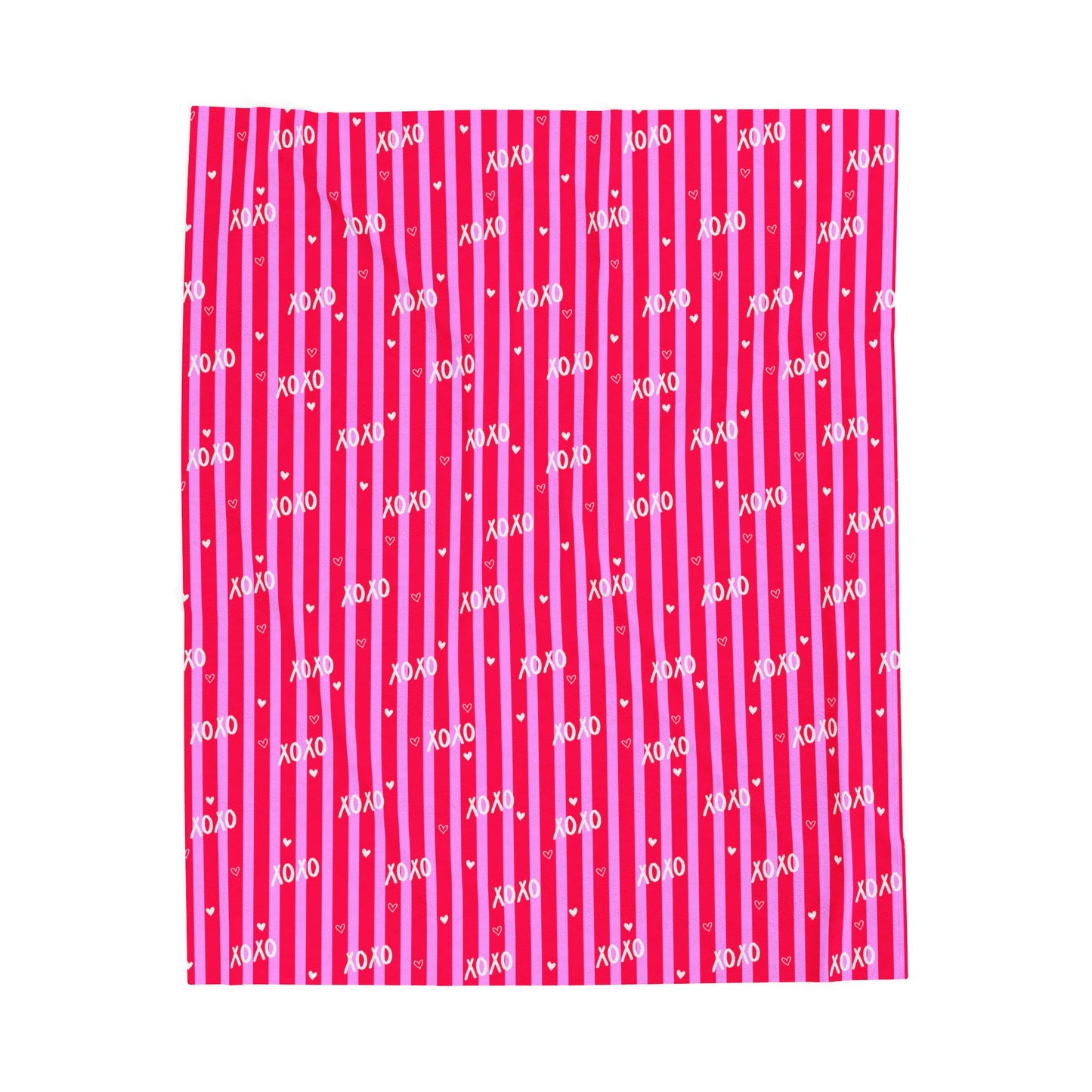 "XOXO" Pink Stripe Velveteen Throw — Valentine Edition