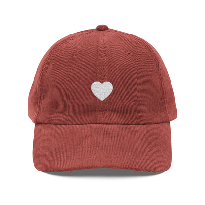 Embroidered Heart Corduroy Cap