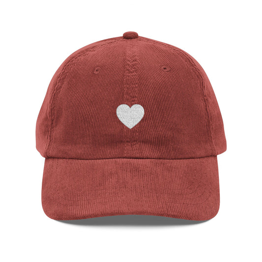 Embroidered Heart Corduroy Cap