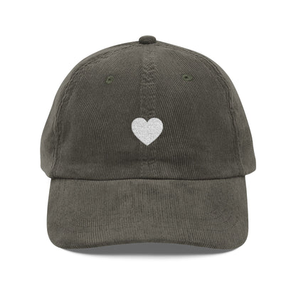 Embroidered Heart Corduroy Cap
