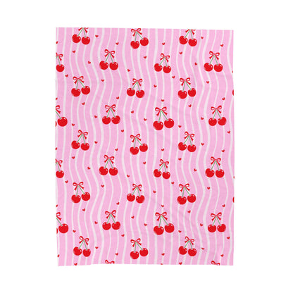 Velveteen Cherry Throw — Pink Retro