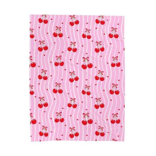 Velveteen Cherry Throw — Pink Retro