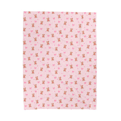 Plush Baby Blanket — Pink Teddy Bear Velveteen