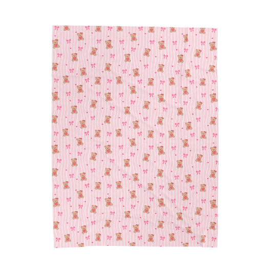 Plush Baby Blanket — Pink Teddy Bear Velveteen